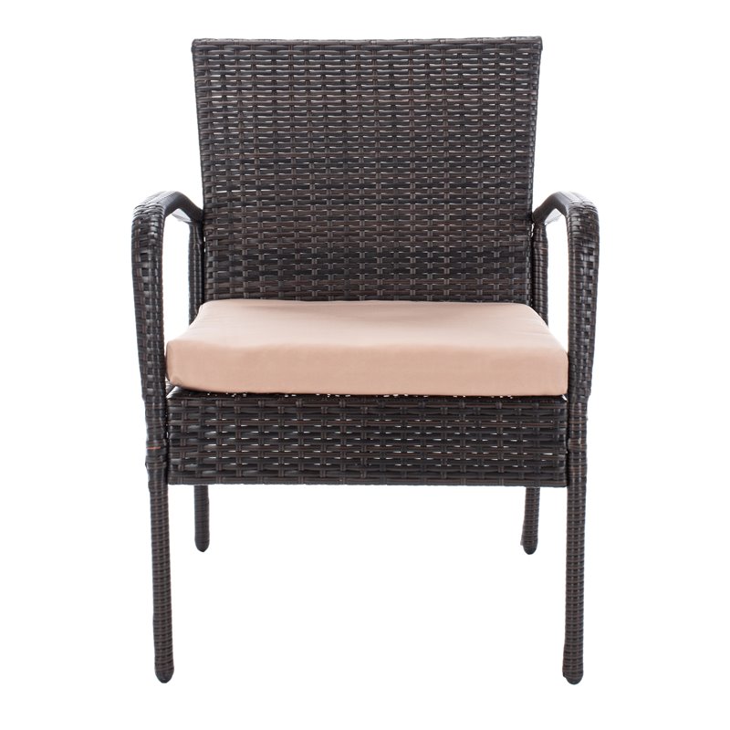 Safavieh Moore 3-Piece PE Rattan Wicker & Polyester Lounge Set in Black/Beige