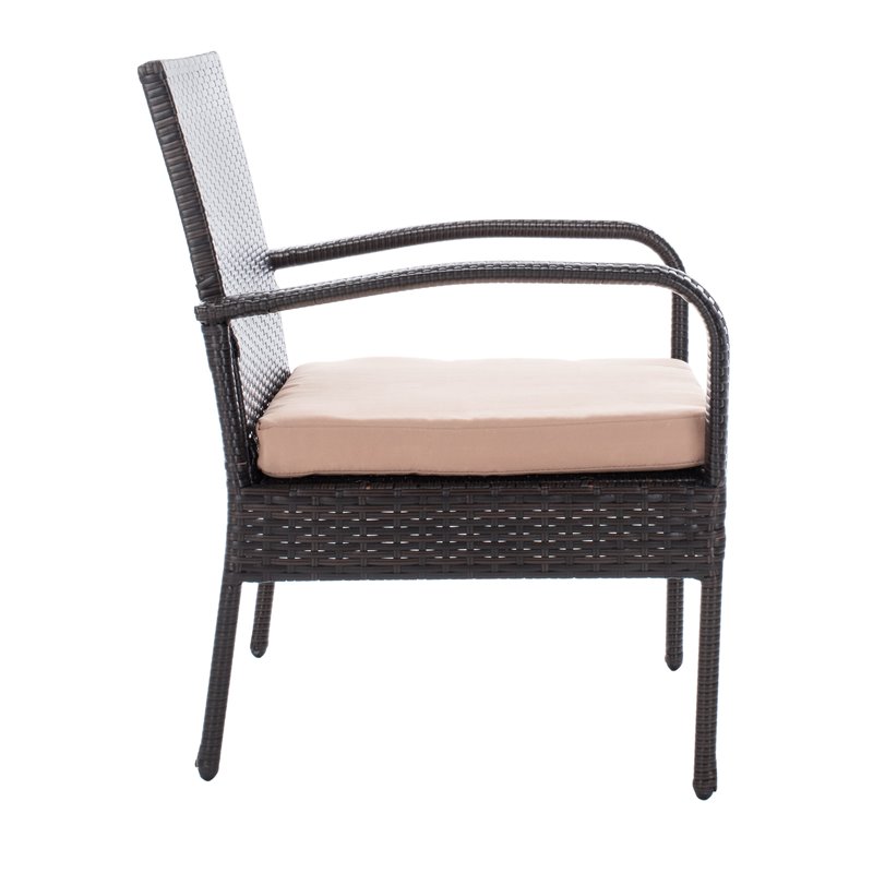 Safavieh Moore 3-Piece PE Rattan Wicker & Polyester Lounge Set in Black/Beige