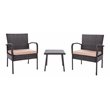 Safavieh Moore 3-Piece PE Rattan Wicker & Polyester Lounge Set in Black/Beige