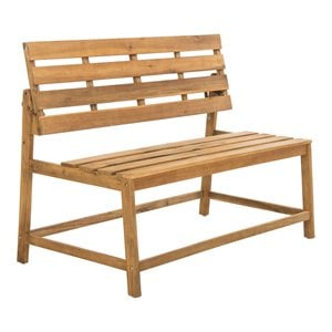 Safavieh Ruben 16.54&quot Acacia Wood Outdoor Balcony Bench & Table in Teak Natural