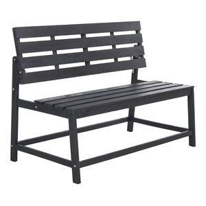 Safavieh Ruben 16.54&quot Acacia Wood Outdoor Balcony Bench & Table in Dark Gray