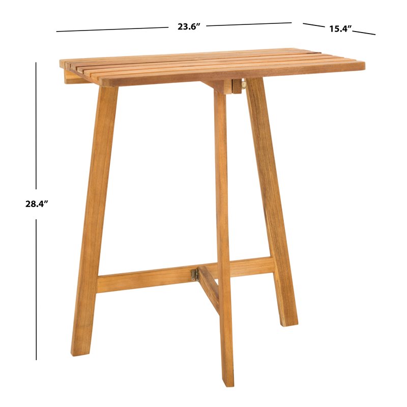 Safavieh Benton Contemporary Acacia Wood Outdoor Balcony Table in Natural