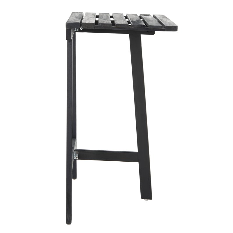 Safavieh Benton Contemporary Acacia Wood Outdoor Balcony Table in Dark Gray