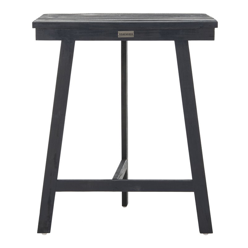 Safavieh Benton Contemporary Acacia Wood Outdoor Balcony Table in Dark Gray