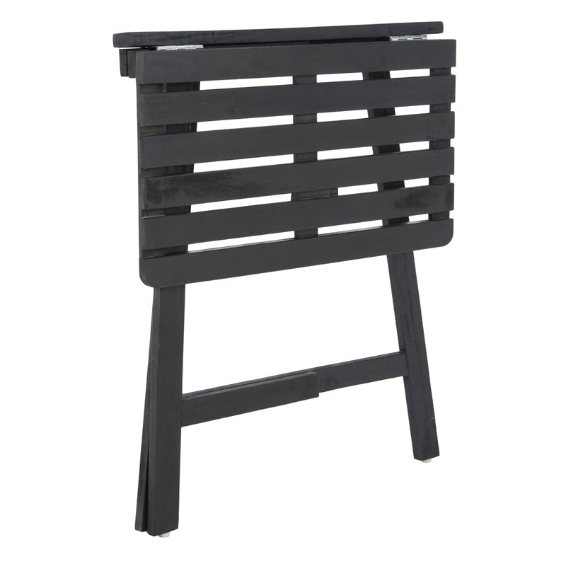 Safavieh Benton Contemporary Acacia Wood Outdoor Balcony Table in Dark Gray