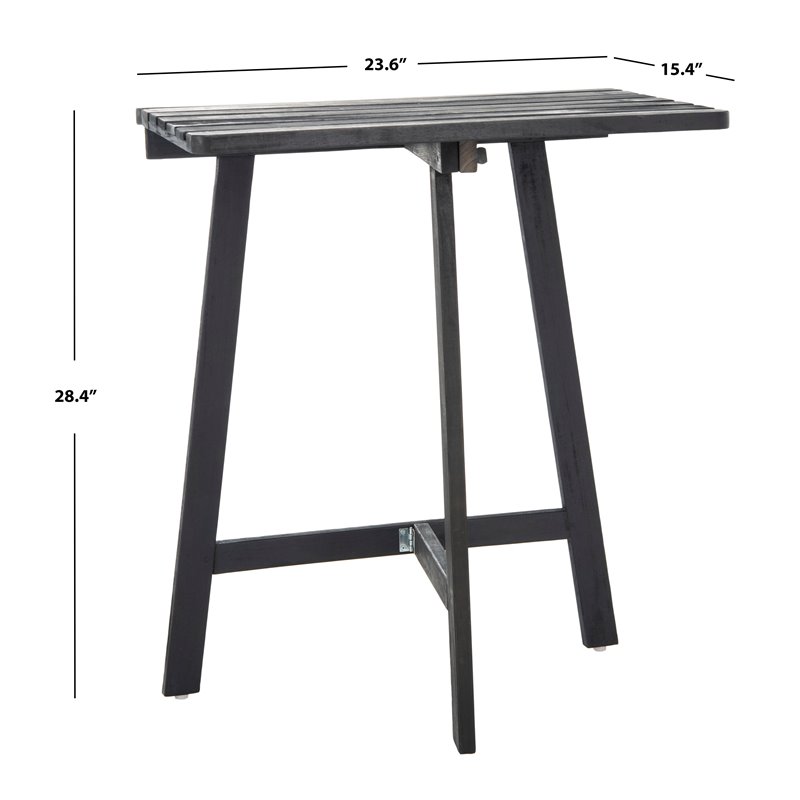 Safavieh Benton Contemporary Acacia Wood Outdoor Balcony Table in Dark Gray