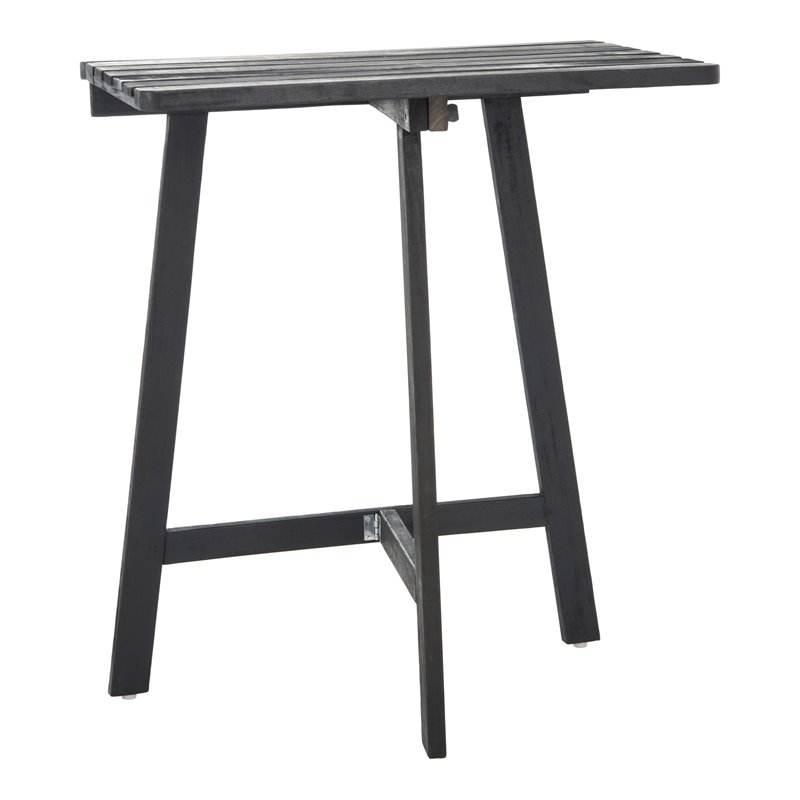 Safavieh Benton Contemporary Acacia Wood Outdoor Balcony Table in Dark Gray