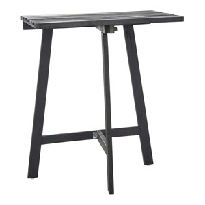 Safavieh Benton Contemporary Acacia Wood Outdoor Balcony Table in Dark Gray