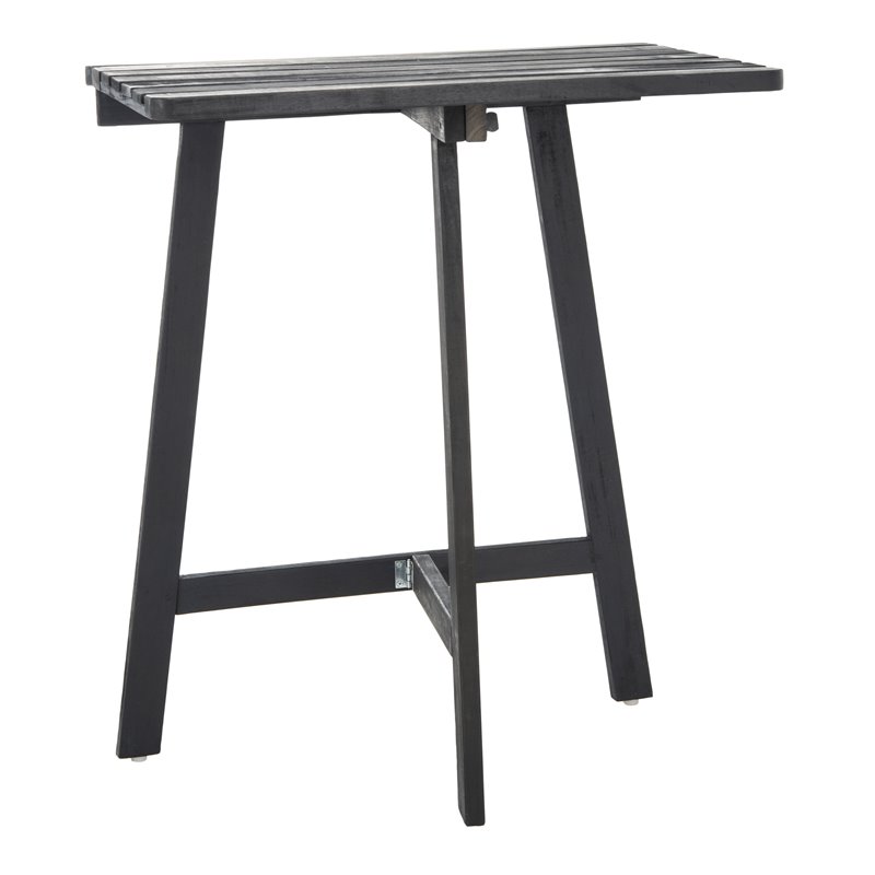 Safavieh Benton Contemporary Acacia Wood Outdoor Balcony Table in Dark Gray