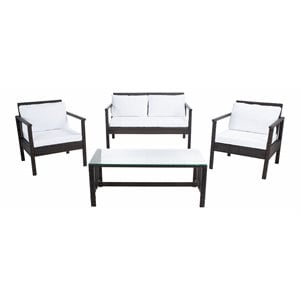 Safavieh Garnen 4-Piece Polyester Fabric/Foam Living Set in Brown/White Cushion