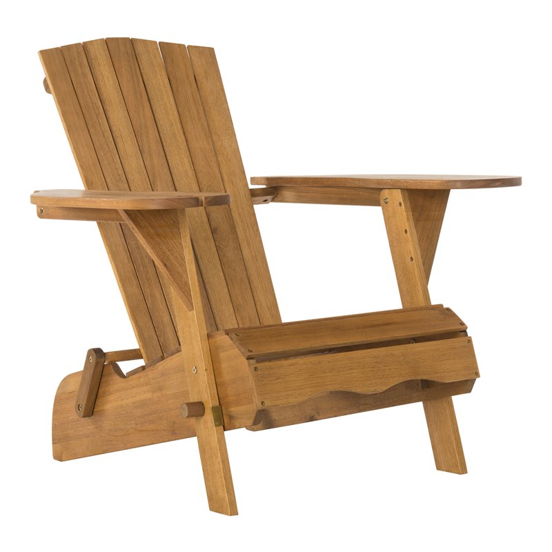 Safavieh Breetel Eucalyptus Wood Outdoor Adirondack Chairs in Natural (Set of 2)