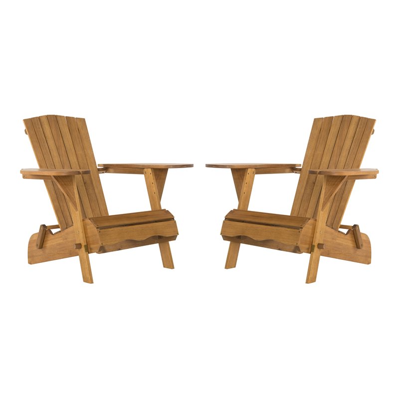 Safavieh Breetel Eucalyptus Wood Outdoor Adirondack Chairs in Natural (Set of 2)