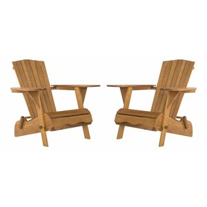 Safavieh Breetel Eucalyptus Wood Outdoor Adirondack Chairs in Natural (Set of 2)