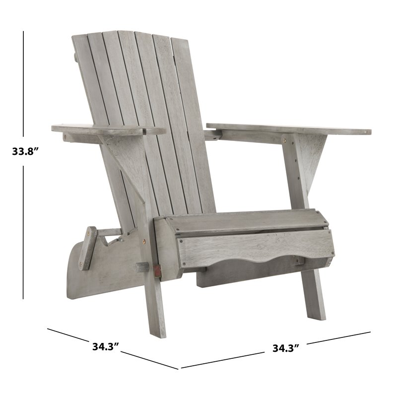 Safavieh Breetel Eucalyptus Wood Outdoor Adirondack Chairs in Gray (Set of 2)