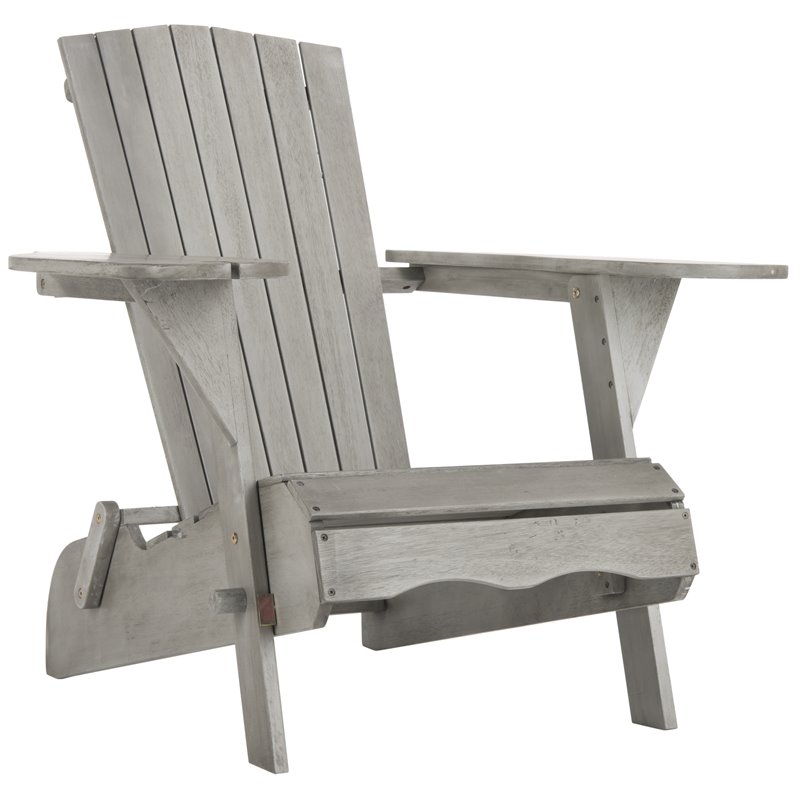 Safavieh Breetel Eucalyptus Wood Outdoor Adirondack Chairs in Gray (Set of 2)
