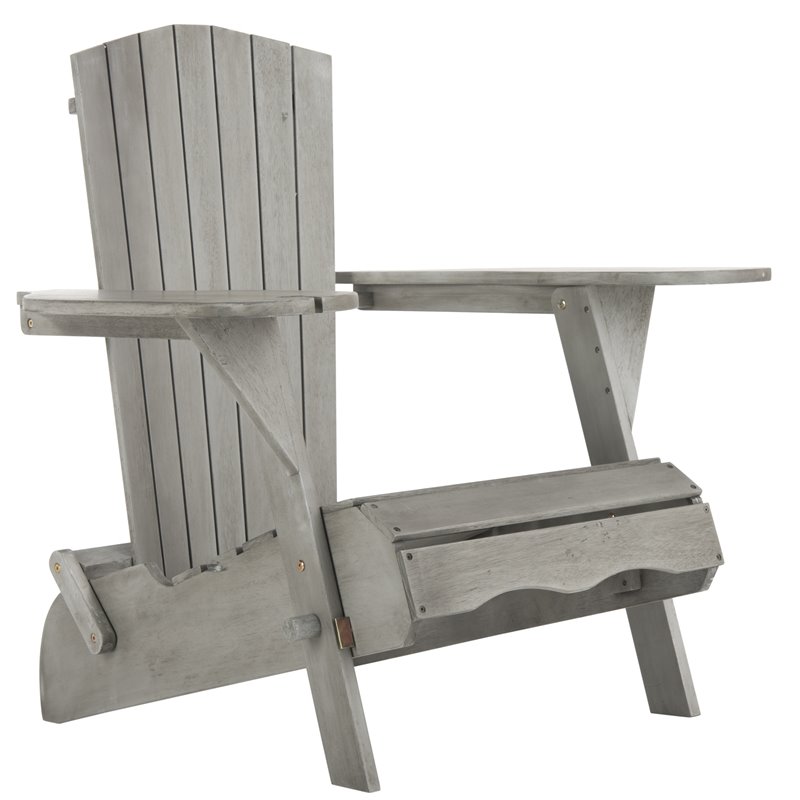 Safavieh Breetel Eucalyptus Wood Outdoor Adirondack Chairs in Gray (Set of 2)