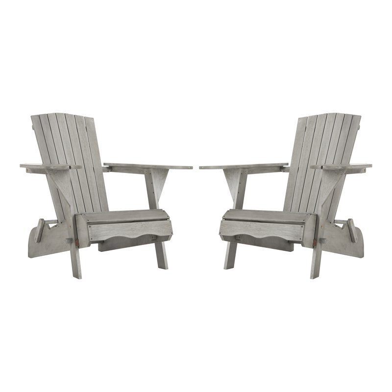 Safavieh Breetel Eucalyptus Wood Outdoor Adirondack Chairs in Gray (Set of 2)