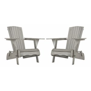 Safavieh Breetel Eucalyptus Wood Outdoor Adirondack Chairs in Gray (Set of 2)