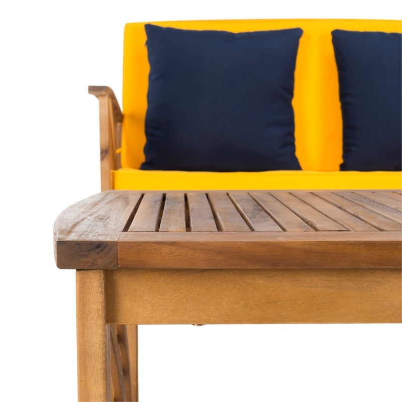 Safavieh Fontana Wood 4 Pc Outdoor Set in Natural / Yellow
