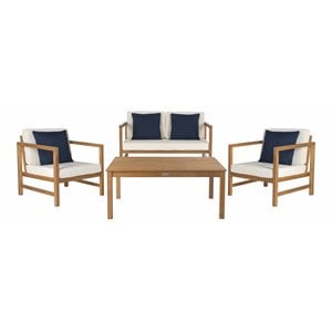 Safavieh Montez 4-Piece Eucalyptus Wood Set in Teak Brown and Beige