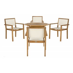 Safavieh Chante 5-Piece Round Eucalyptus Wood Table in Teak Natural