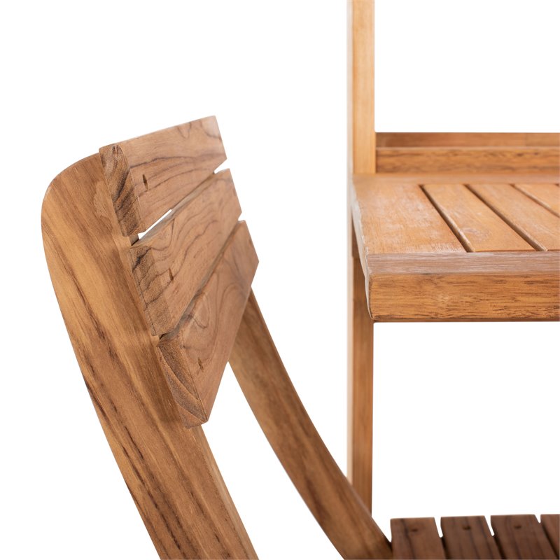 Safavieh Barley 3-Piece Teak/Wood Bistro Set with Flower Shelf in Natural
