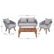 Safavieh Prester 4-Piece Acacia Wood Living Set in Gray Rope/Gray Cushion