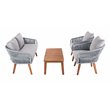 Safavieh Prester 4-Piece Acacia Wood Living Set in Gray Rope/Gray Cushion