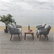Safavieh Prester 4-Piece Acacia Wood Living Set in Gray Rope/Gray Cushion