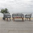 Safavieh Prester 4-Piece Acacia Wood Living Set in Gray Rope/Gray Cushion