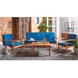 Safavieh Parcer 4-Piece Wood/Polyester Outdoor Living Set in Natural/Navy