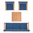 Safavieh Parcer 4-Piece Wood/Polyester Outdoor Living Set in Natural/Navy