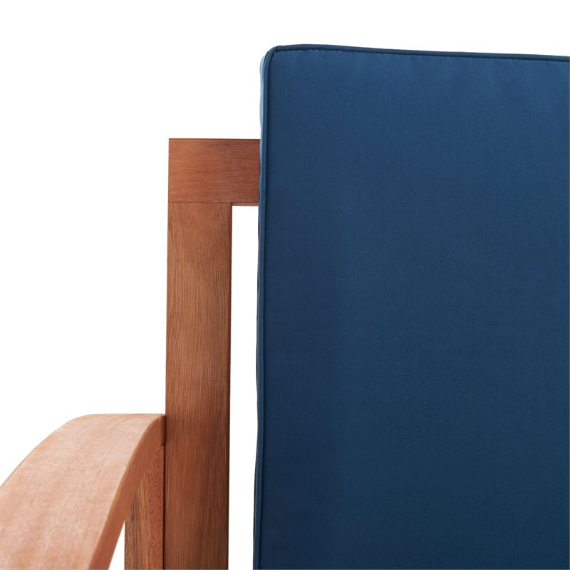 Safavieh Parcer 4-Piece Wood/Polyester Outdoor Living Set in Natural/Navy