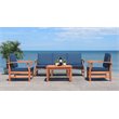 Safavieh Parcer 4-Piece Wood/Polyester Outdoor Living Set in Natural/Navy