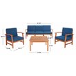 Safavieh Parcer 4-Piece Wood/Polyester Outdoor Living Set in Natural/Navy
