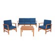 Safavieh Parcer 4-Piece Wood/Polyester Outdoor Living Set in Natural/Navy