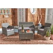 Safavieh Bandele 4-Piece Polyester Wicker/Steel Living Set in Gray