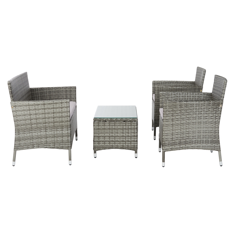 Safavieh Bandele 4-Piece Polyester Wicker/Steel Living Set in Gray