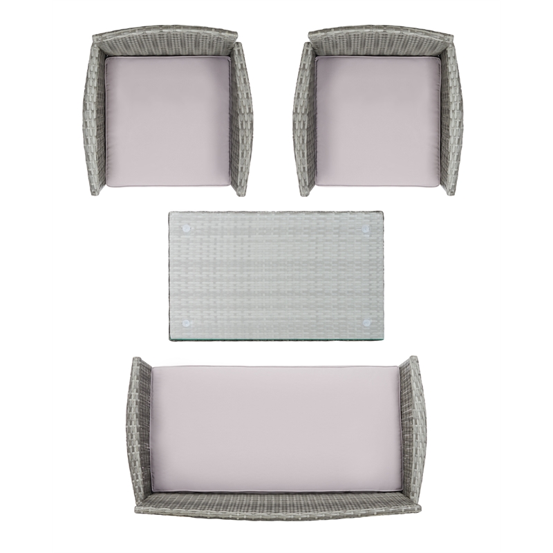 Safavieh Bandele 4-Piece Polyester Wicker/Steel Living Set in Gray