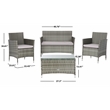 Safavieh Bandele 4-Piece Polyester Wicker/Steel Living Set in Gray