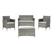 Safavieh Bandele 4-Piece Polyester Wicker/Steel Living Set in Gray