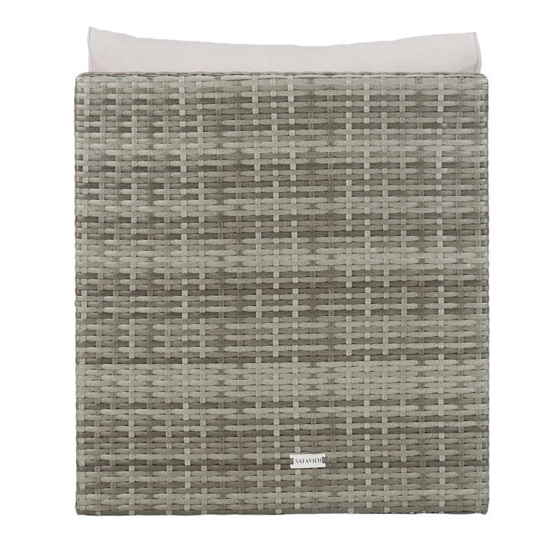 Safavieh Pramla Wicker/Steel Outdoor Settees with Ottoman in Gray (Set of 2)