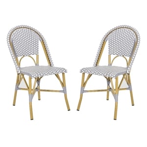 Safavieh Salcha Rattan Indoor/Outdoor Side Chairs in Gray/White (Set of 2)