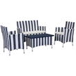 Safavieh Figueroa 4-Piece Rattan Outdoor Set in Navy and White