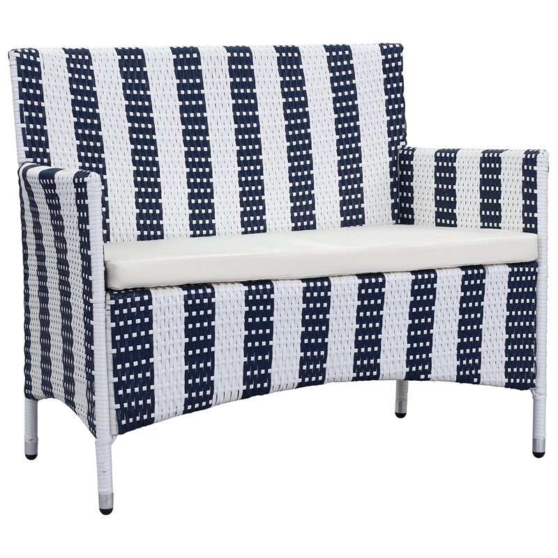 Safavieh Figueroa 4-Piece Rattan Outdoor Set in Navy and White