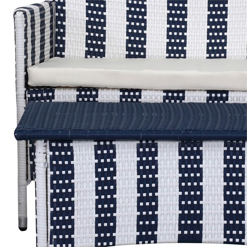 Safavieh Figueroa 4-Piece Rattan Outdoor Set in Navy and White