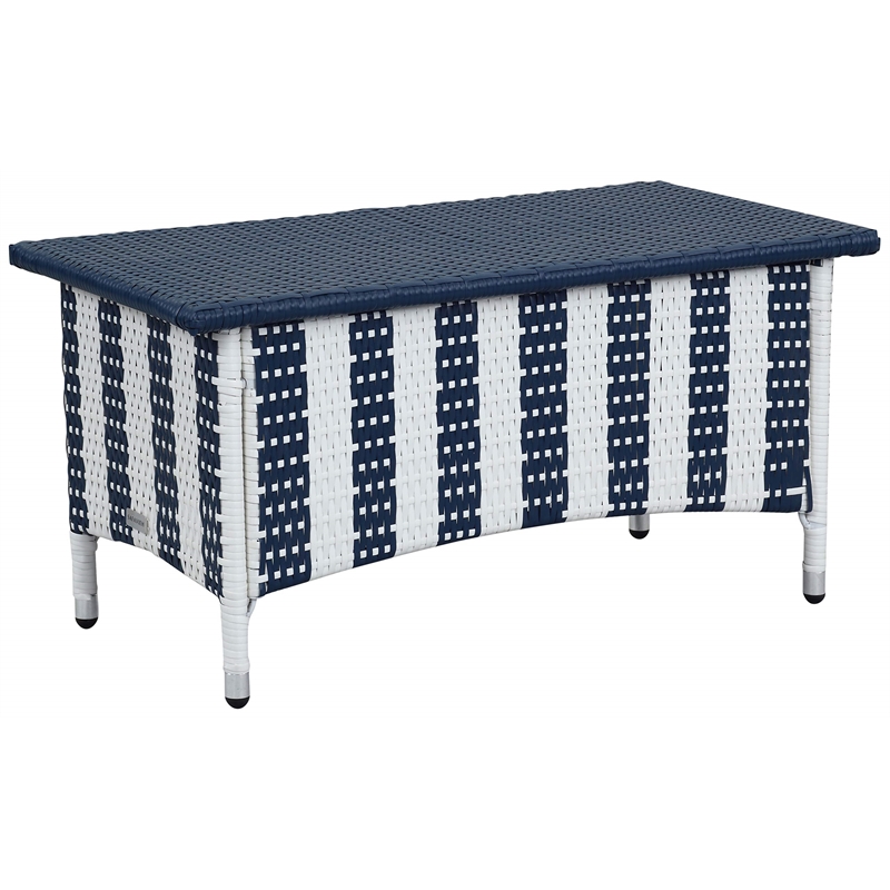 Safavieh Figueroa 4-Piece Rattan Outdoor Set in Navy and White