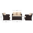 Safavieh Parry 4-Piece Rattan Outdoor Living Set in Brown and Beige