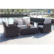 Safavieh Parry 4-Piece Rattan Outdoor Living Set in Brown and Beige