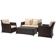 Safavieh Parry 4-Piece Rattan Outdoor Living Set in Brown and Beige